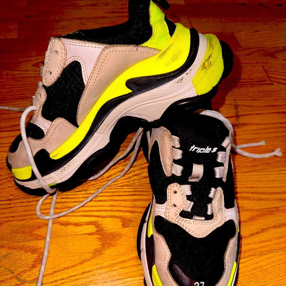 Balenciaga Multicolor Leather And Mesh Triple S Sneakers Size 37 Balenciaga.